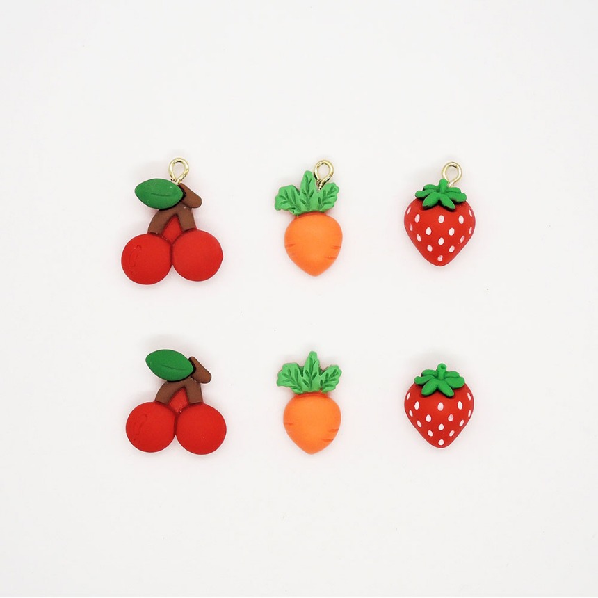 [2TYPE] 체리 딸기 당근 외고리형 &amp; 지비츠 부착형 참 장식 크록스 꾸미기 악세사리 부자재 재료