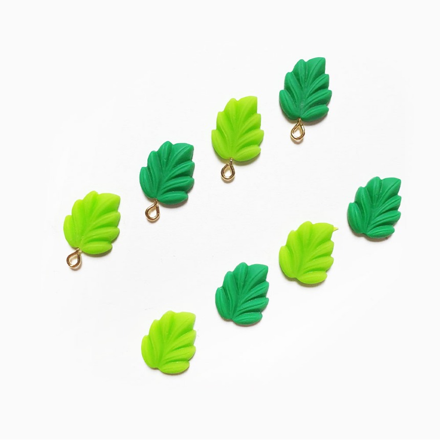 [2TYPE] 나뭇잎 외고리형 &amp; 지비츠 부착형 참 장식 크록스 꾸미기 악세사리 부자재 재료